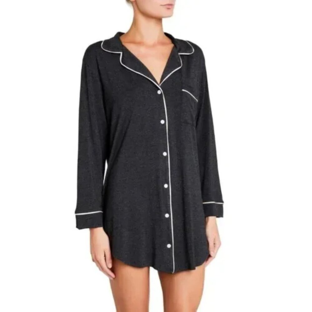 Eberjey Gisele TENCEL Modal Sleepshirt Pajama Dress Charcoal Gray M
